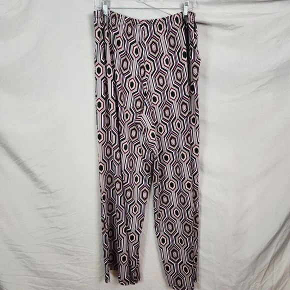 NEW DIRECTIONS Size XL Purple Geometric Elastic Waist Pull On Palazzo Pants EUC - Picture 4 of 7